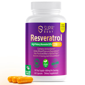 SUPABABY Resveratrol Supplement 1200mg – Pure Japanese Knotweed Extract for Antioxidant, Heart, Blood Pressure & Joint Support – High Potency, Vegan, Non-GMO, 30 Day Supply SUPABABY Resveratrol Supplement 1200mg – Pure Japanese Knotweed Extract for Antioxidant, Heart, Blood Pressure & Joint Support – High Potency, Vegan, Non-GMO, 30 Day Supply