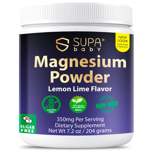 SUPABABY Magnesium Powder 350mg per Serving – Lemon Lime Flavor, High Absorption, Sugar-Free Vegan Supplement for Muscle Recovery & Relaxation, Non-GMO & Gluten-Free SUPABABY Magnesium Powder 350mg per Serving – Lemon Lime Flavor, High Absorption, Sugar-Free Vegan Supplement for Muscle Recovery & Relaxation, Non-GMO & Gluten-Free
