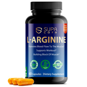 Supa Care L-Arginine Muscle Support Supplement - Enhance Blood Flow & Workout Performance, 100% Natural Formula with 400mg L-Arginine Supa Care L-Arginine Muscle Support Supplement - Enhance Blood Flow & Workout Performance, 100% Natural Formula with 400mg L-Arginine