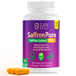 SUPABABY Saffron Supplement 170mg – Natural Sleep Aid & Mood Support, Skin & Respiratory Health, High Potency Extract, Non-GMO, Vegan, for Men & Women, 30-Day Supply SUPABABY Saffron Supplement 170mg – Natural Sleep Aid & Mood Support, Skin & Respiratory Health, High Potency Extract, Non-GMO, Vegan, for Men & Women, 30-Day Supply