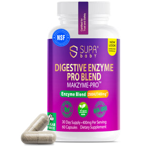 SUPABABY Digestive Enzymes for Women – Vegan Pro Blend with Makzyme-Pro™ & Probiotics – Gut & Bloating Support, 60 Capsules SUPABABY Digestive Enzymes for Women – Vegan Pro Blend with Makzyme-Pro™ & Probiotics – Gut & Bloating Support, 60 Capsules