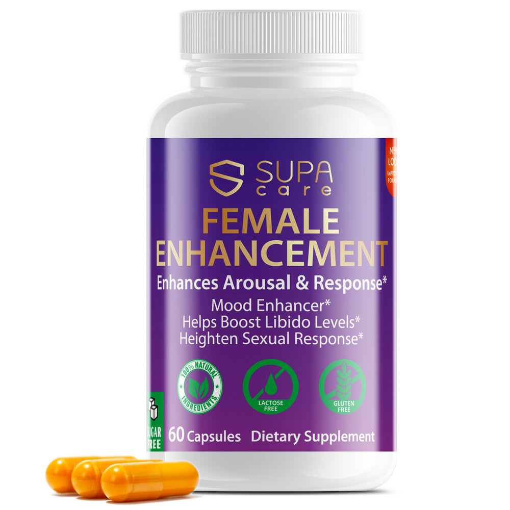 Supa Care Female Enhancement – Clinically-Proven Mood & Libido Booster | Enhanced Arousal & Energy | GMP Certified, Non-GMO | 60 Capsules
