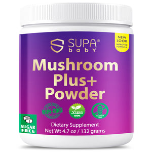 SUPABABY Organic Mushroom Superfood Powder – 10 Mushroom Blend with Lion’s Mane, Reishi, Cordyceps & Adaptogens for Focus, Immunity & Energy – Sugar-Free, Vegan, Non-GMO – 60 Servings