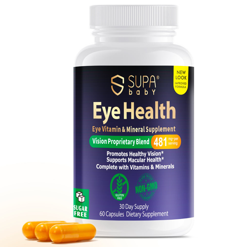 SUPABABY Eye Vitamin & Mineral Supplement with Lutein, Beta-Carotene & Antioxidants for Healthy Vision, Macular Health Support & Eye Fatigue Relief - 60 Vegan Capsules, Non-GMO, Gluten-Free