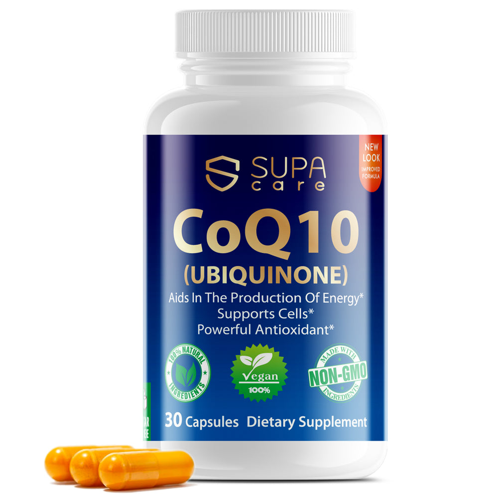 Supa Care CoQ10 (Ubiquinone) 200mg - Natural Energy Support & Heart Health Supplement, Vegan & Non-GMO, 30 Capsules
