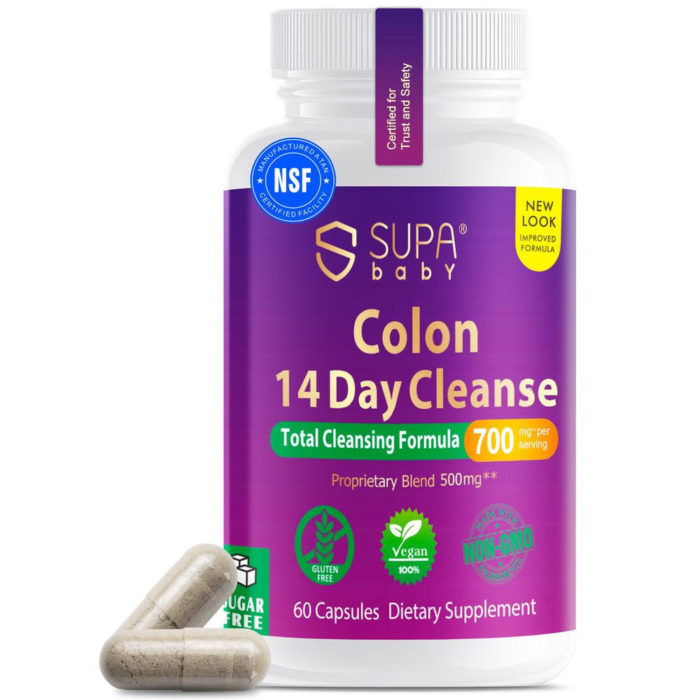 SUPABABY Colon Cleanse 14-Day Program – Digestive Support with Probiotics & Bentonite Clay, Vegan Sugar-Free Capsules, Formulated for Women丨Gluten Free丨Lactose Free丨Hormone Free丨Antibiotic Free