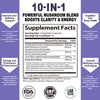 SUPABABY Mushroom 10X Supplement - 10 Mushroom Extracts for Immune Support & Mental Clarity - Vegan, Non-GMO - 60 Capsules